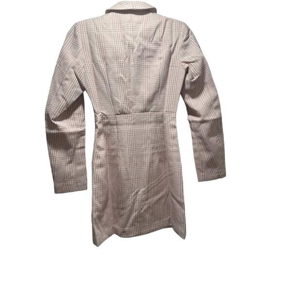 Choosy Pink & White Houndstooth Long Blazer Dress With Pockets & Tags Size 0 - Picture 2 of 4